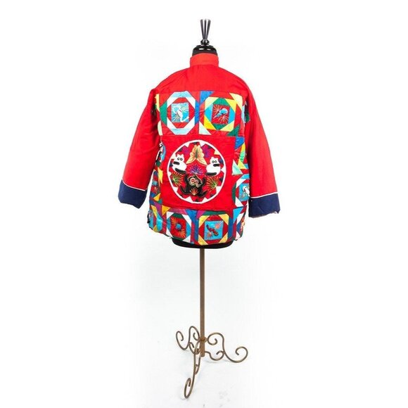 Vtg 1994 Jacket Bai Jia Bei Handmade In China Cotton Applique Embroidered - Picture 3 of 7